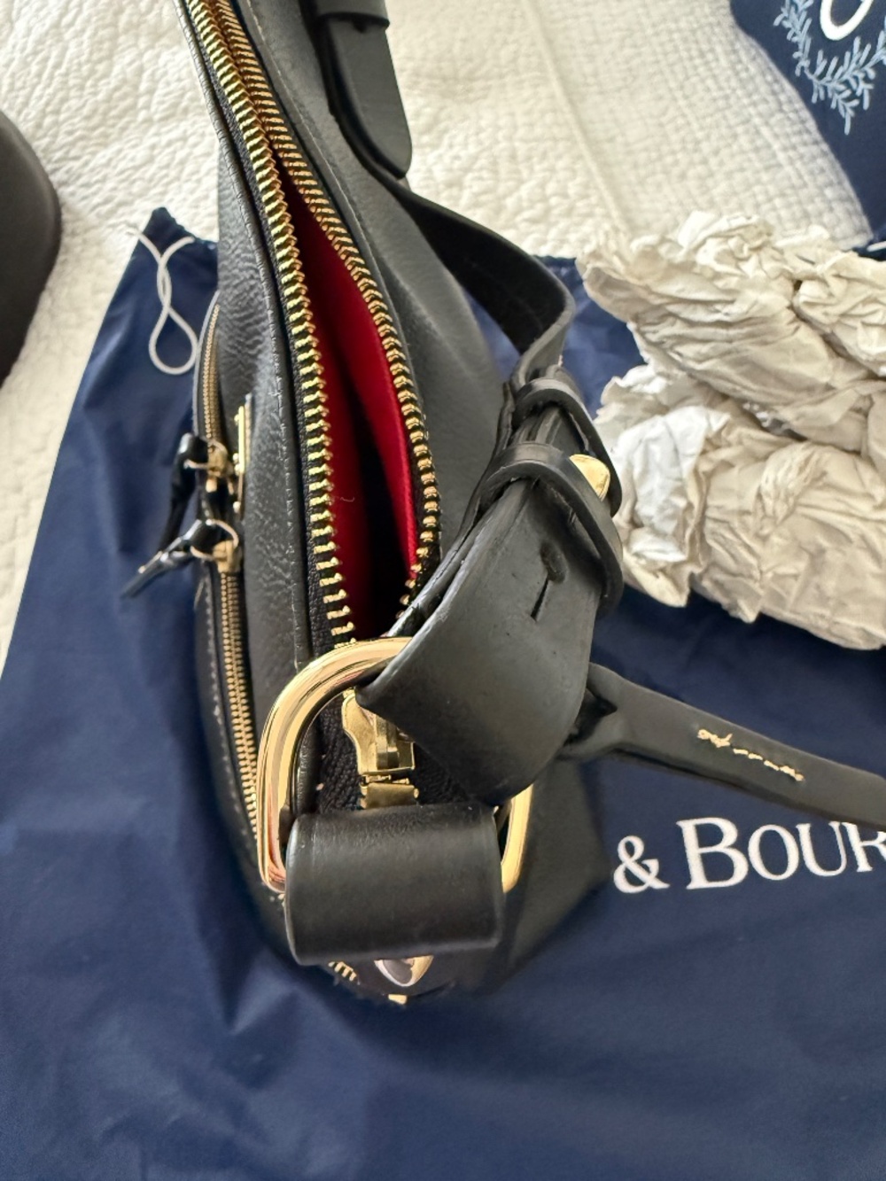 Dooney & Bourke Pebble Grain Black Dillon Double Pocket Bag Handbag Purse - Picture 12 of 13